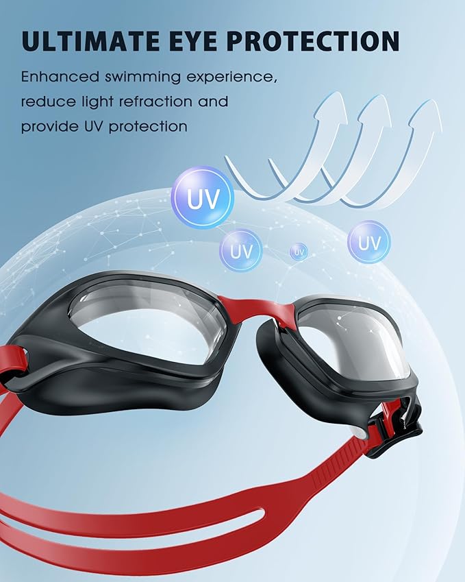 Swim Goggles, Unisex Adult Swimming Goggles Upgraded Anti Fog Anti UV No Leakage Wide View for Men Women Youth