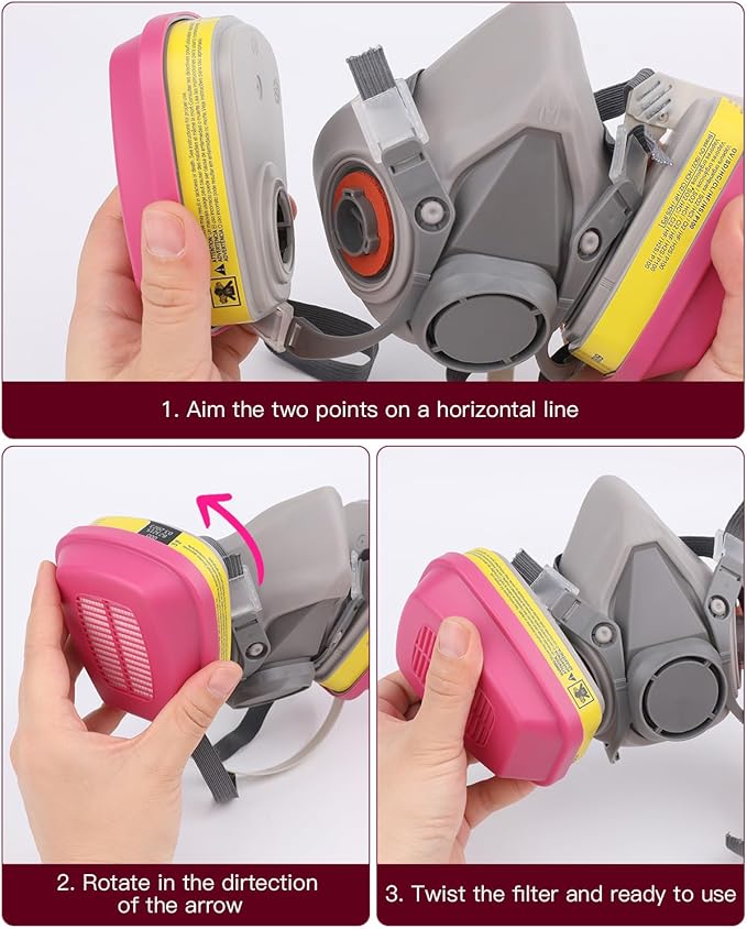Respirator Mask with Filters - Reusable Gas Mask Against Organic Vapor Chemicals Spray Paint