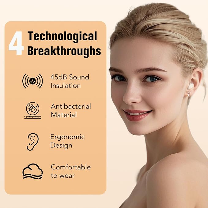 Ear Plugs for Sleeping Noise Cancelling, 45dB for Noise Reduction, Noise-Reducing Earplugs for Sleeping, Concerts, Shooting, Travel, Work, Silicone Hearing Protection Earplugs with Case, Beige