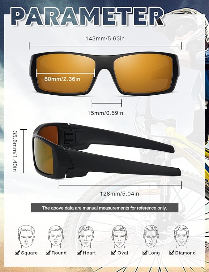 Polarized Sunglasses Men Womens Trendy Retro Sports Rectangular Wrap Around Vintage Shot Shield