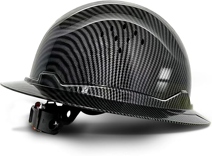 SBD-G1C Construction Full Brim Safety Helmet HDPE Hard Hat Vented Hardhats Sunshade Carbon Fiber Pattern Industrial Work Certified ANSI/ISEA Z89.1