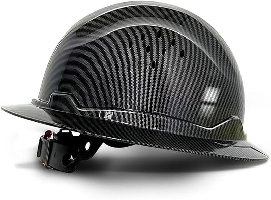 SBD-G1C Construction Full Brim Safety Helmet HDPE Hard Hat Vented Hardhats Sunshade Carbon Fiber Pattern Industrial Work Certified ANSI/ISEA Z89.1