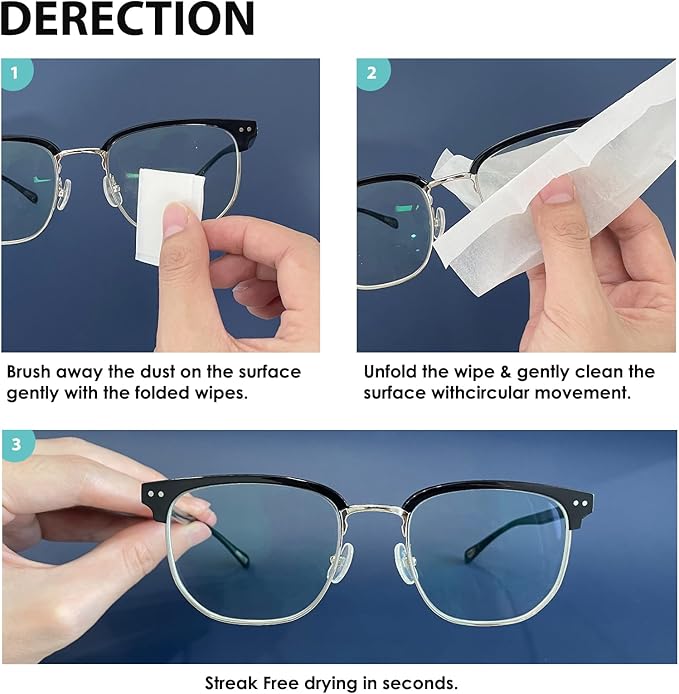 400 Count Lens Wipes for Eyeglasses, Eyeglass Lens Cleaning Wipes Pre-moistened Individually Wrapped Sracth-Free Streak-Free Eye Glasses Cleaner Wipes for Sunglass, Camera Lens, Goggles
