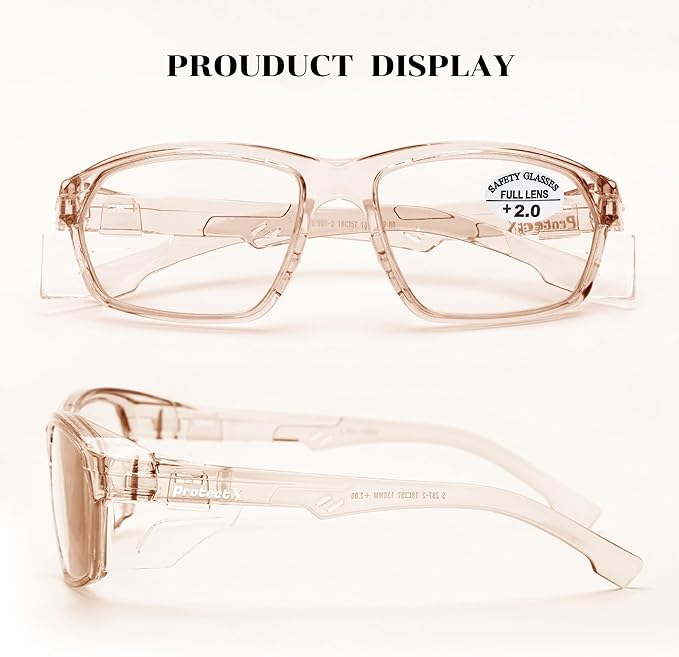 ProtectX Stylish Anti-Fog & Scratch-Resistant Safety Glasses With Readers, UV Protection Goggles, Anti-Impact Lightweight Glasses for Men＆Women Cold Brew Cold Brew Reading 2.0