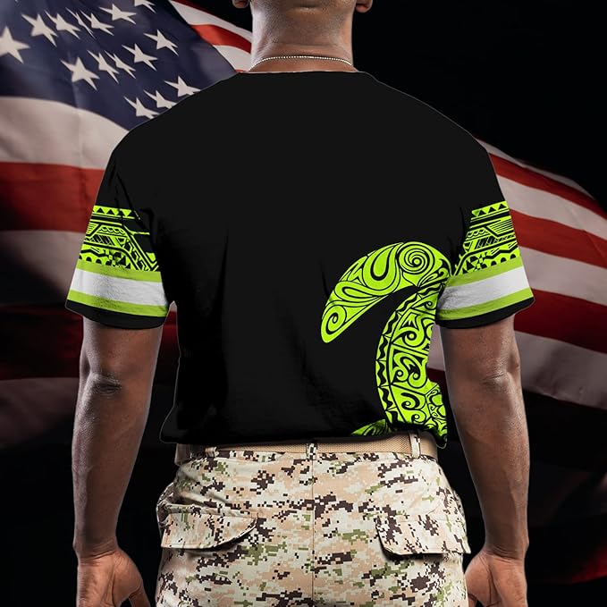Matedecor Skull High Visibility Shirt Men Reflective Safety Shirts US Flag Custom Name Workwear, Runners, Walkers, Patriotic