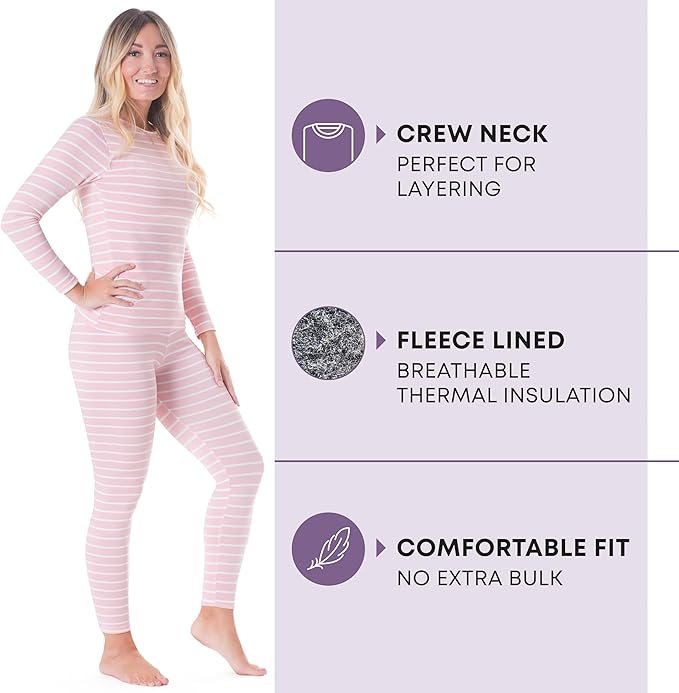 Rocky Thermal Underwear for Women, Long Johns Fleece Lined Set, Shirt & Pants, Base Layer w/Leggings/Bottoms Ski/Extreme Cold