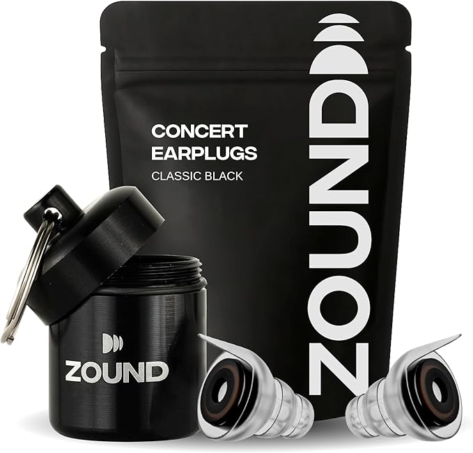 Zound High Fidelity Earplugs for Concerts - Reuseable High Fidelity Concert Ear Plugs for Noise Reduction, Festival Ear Plugs & Music Festival Essentials, Rave Earplugs & Rave Accessories (1 Pack)