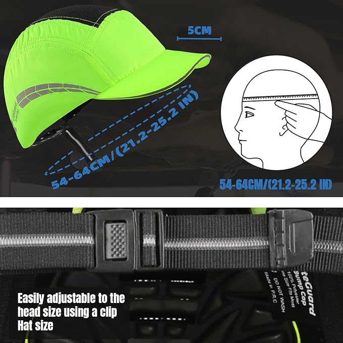 Lightweight Bump Cap with Reflective Stripes, Breathable Baseball Cap Style, Head Protection Hard Hat for Men Women