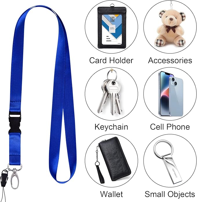 Wisdompro Office Lanyard, 5 Pack 22.5 inch Neck Strap Lanyard Keychain with Detachable Buckle, String Loop and Oval Clasp for Keys, ID Badges, USB Flash Drive, Phones, Name Tags - Assorted Colors