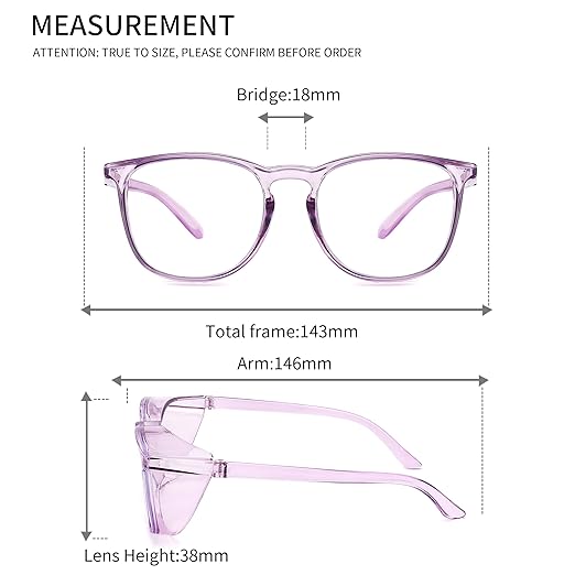 Alsenor Safety Glasses Anti Fog Goggles Protective Eyewear Blue Light Blocking Anti Dust UV Protection Glasses For Men Women (2 Pack (Lilac + Jade))
