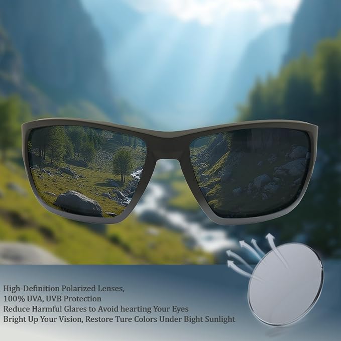 Polarized Riding Sunglasses Foam Padded Wraparound Fit Men Women Motorcycle Driving Running Cycling Fishing