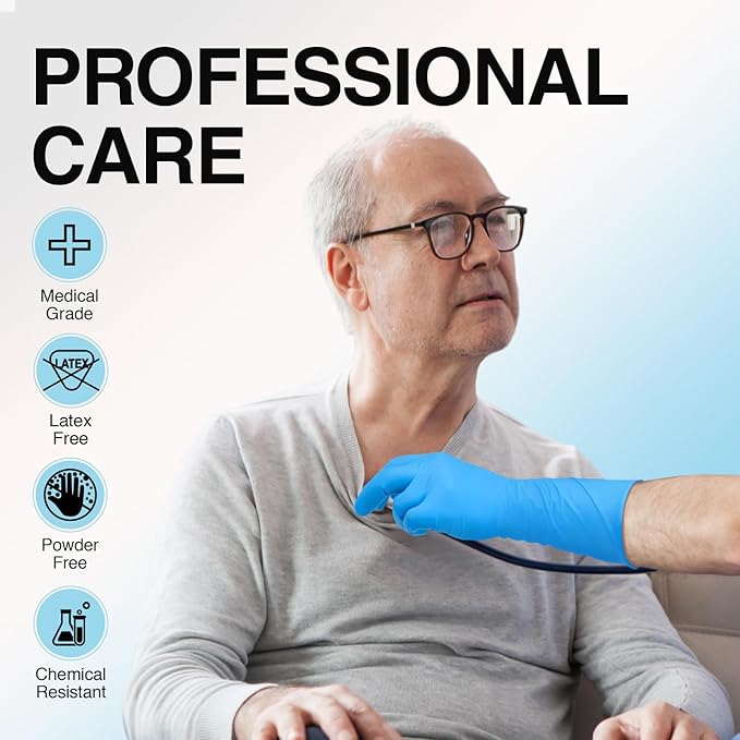 Schneider Nitrile Exam Gloves, Extended 12 Inches Cuff, X-Large, 1000-ct Box, 4 mil, Gloves Disposable Latex Free, Powder Free for Medical, Food Prep, Cleaning, Cooking, Blue