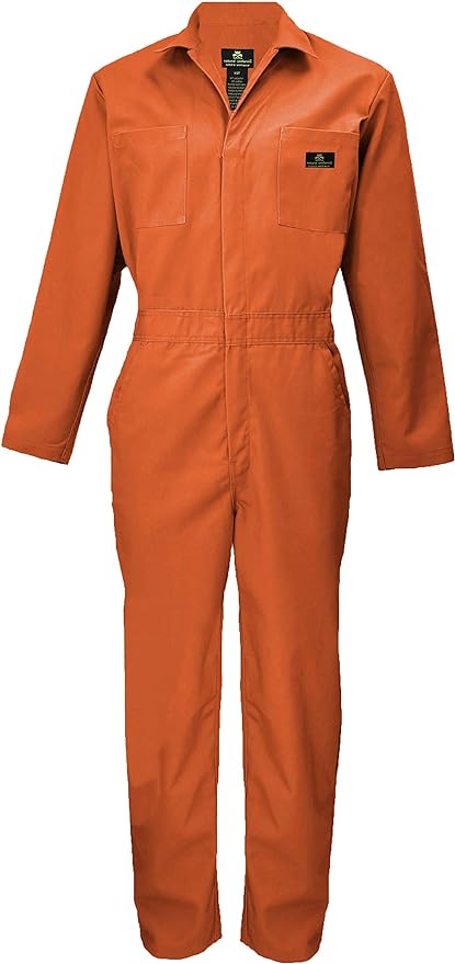 Natural Uniforms Mens Long Sleeve Zip Up Twill Coverall, Stain and Wrinkle Resistant