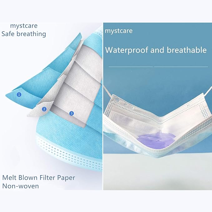 Disposable Face Mask 50 Pack Individually Packaged Wrapped Protection For Adults 3-layer Filter Safety Face Masks