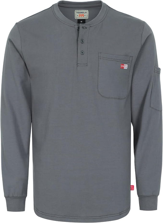 TICOMELA FR Shirts for Men Heather Series 6oz Flame Resistant T Shirt NFPA2112 CAT2 Fire Retardant Henley Shirts