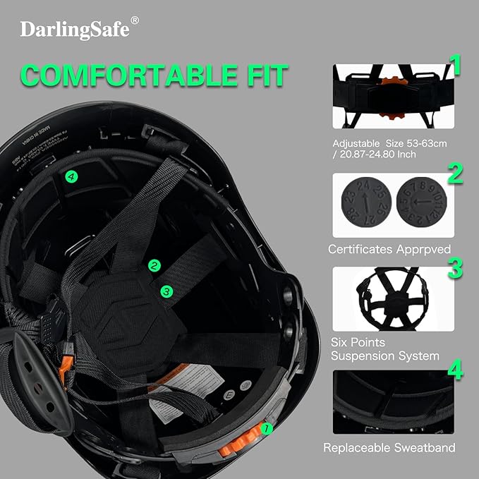 DS-A8S Matte Black Hard Hats with Visor Ear Muffs Safety Helmet Outdoor Work Head Protection ANSI Z89.1 OSHA Approved Industrial Forestry