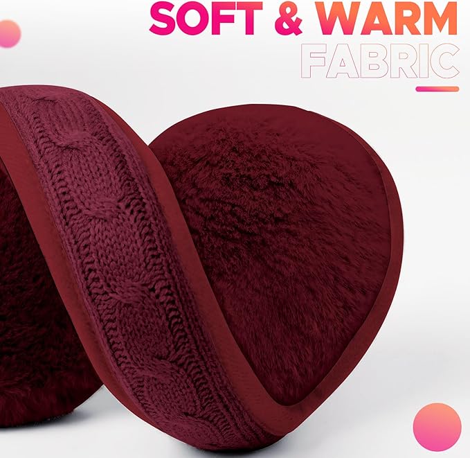 Venswell Knit Ear Muffs for Winter Women Men Soft Earmuffs Cold Weather Fleece Ear Warmers Cover Foldable & Adjustable
