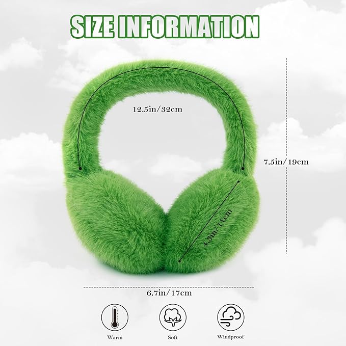 Winter Ear Muffs for Women Girls Faux Fur Cute White Earmuffs Fluffy Ear Warmers Foldable Ear Covers Outdoor
