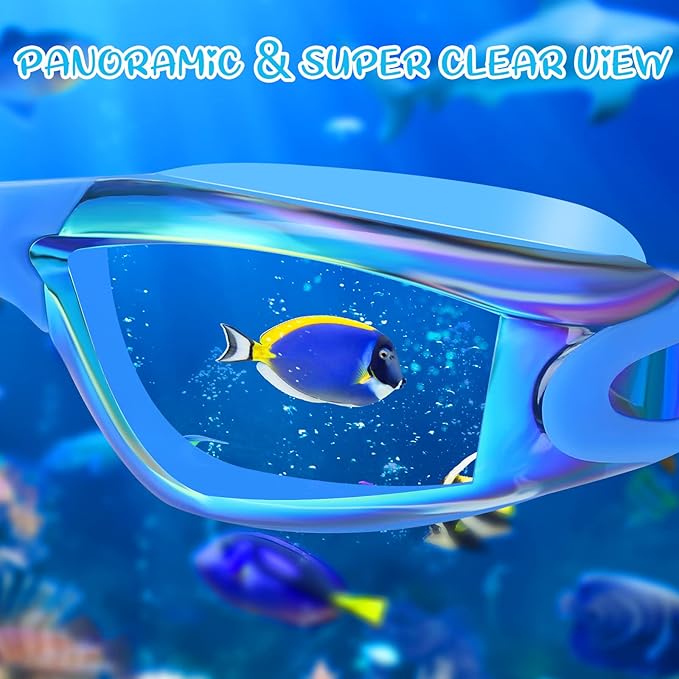 Macarrie 5 Pairs Swimming Goggles for Adults Kids Anti Fog Pool Goggles bulk No Leaking Glasses with Ear Plugs Nose Clip