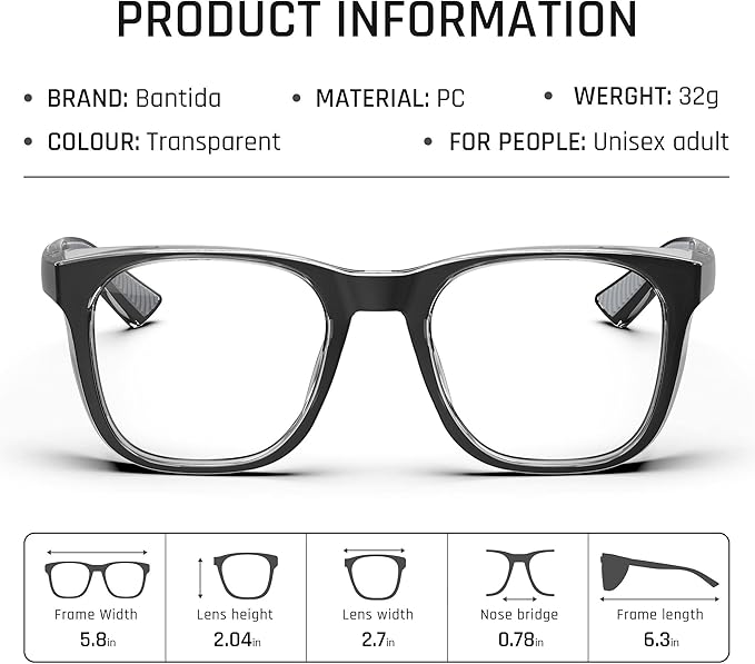 Anti-Fog Safety Glasses,Anti Blue Light Eyewear Protection Glasses For Women And Men (Black&gray)