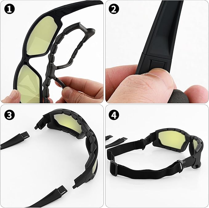 Anti-Fog Safety Motorcycle Riding Sunglasses Foam padded Goggle, Dustproof, Windproof, Hunting, Hiking, Golfing