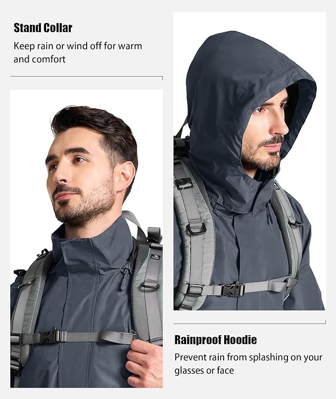 SWISSWELL Mens Women Rain Suit Rain Jacket and Pants Waterproof Lightweight Windbreaker with Detachable Hood for Golf Fishing