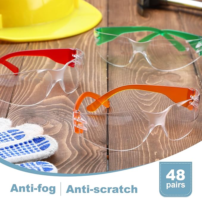 Weewooday 48 Packs Kids Safety Glasses Scratch Impact Resistant Safety Goggles Child Protective Eyewear Goggles with Lenses