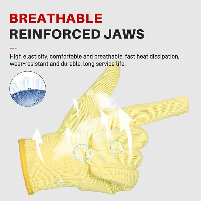 Heat Cut Resistant Gloves,Aramid Oven Gloves with Fingers,Heat Resistant Up to 450°F, Thick Knit Design,Machine Washable - Grill Mitts for Men & Women(Aramid, Medium)