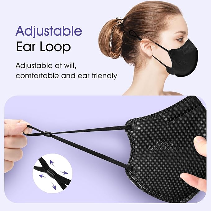 KN95 Adjustable Masks 25 Pack, Individually Wrapped Disposable Masks with Adjustable Ear Loops