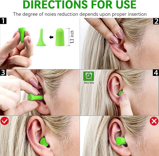 60Pairs Foam Earplugs, 38dB Noise Reduction Ear Plugs, Hearing Protection EarPlugs for Sleeping Noise Cancelling,Shooting Range, Work