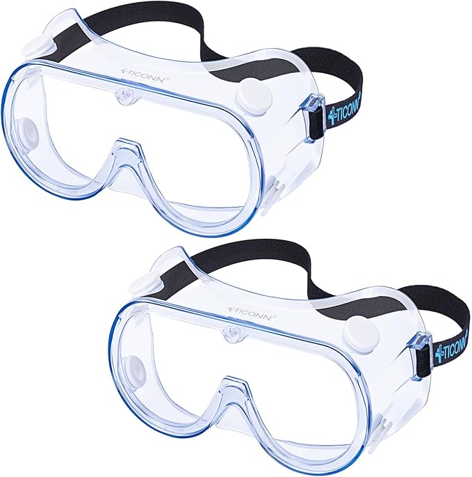 TICONN Anti-Fog Safety Goggles, HD Clear Eye Protection, ANSI Z87.1 Lab Goggles for Chemistry, Industrial