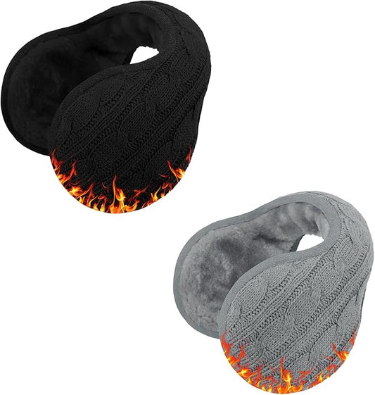 Venswell Knit Ear Muffs for Winter Women Men Soft Earmuffs Cold Weather Fleece Ear Warmers Cover Foldable & Adjustable