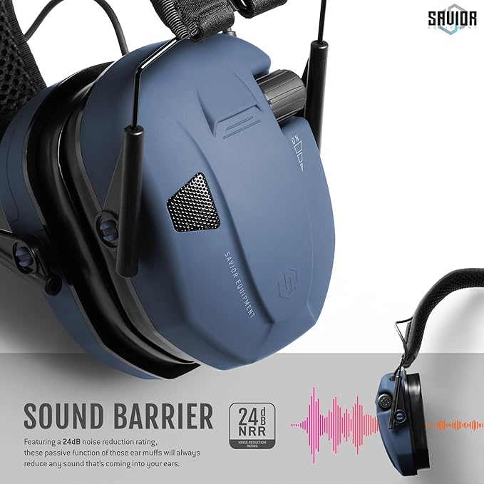 Savior Equipment Apollo Electronic Earmuffs For Shooting w/Gel Ear Pads, 24dB NRR, Noise Cancelling Ear Protection Headset