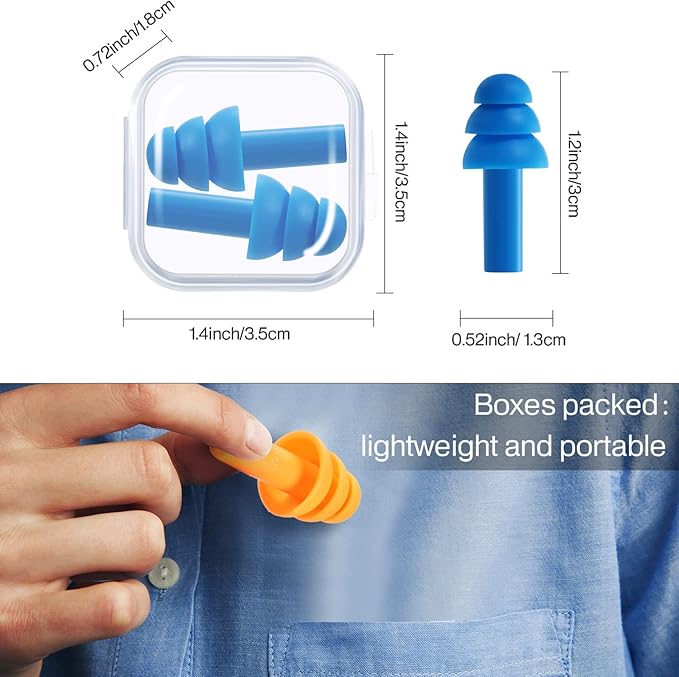 Ear Plugs Silicone Ear Plugs Waterproof Reusable Earplugs Noise Reduction Earplugs for Adults Kids Sleeping Snoring Swimming Travel Concerts, Assorted Color (Bright Colors, 48 Pairs)