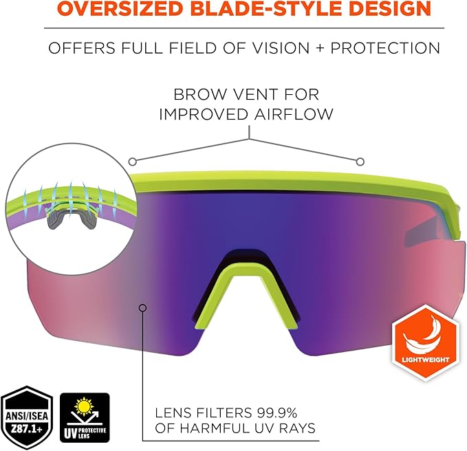 Ergodyne Skullerz AEGIR Polarized Safety Sunglasses with Fog Off+, Anti Fog Safety Glasses, Anti Scratch Mirror Lens