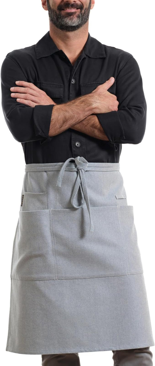 MEEMA Bistro Half Apron for Men & Women | Half Aprons for Women With Pockets | Delantales Para Meseros | Waitress Aprons | Server Apron with Pocket