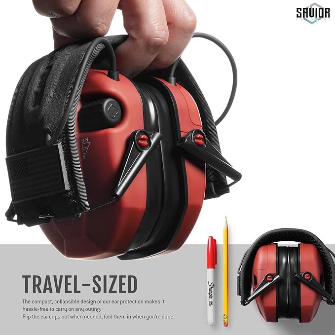Savior Equipment Apollo Electronic Earmuffs For Shooting w/Gel Ear Pads, 24dB NRR, Noise Cancelling Ear Protection Headset