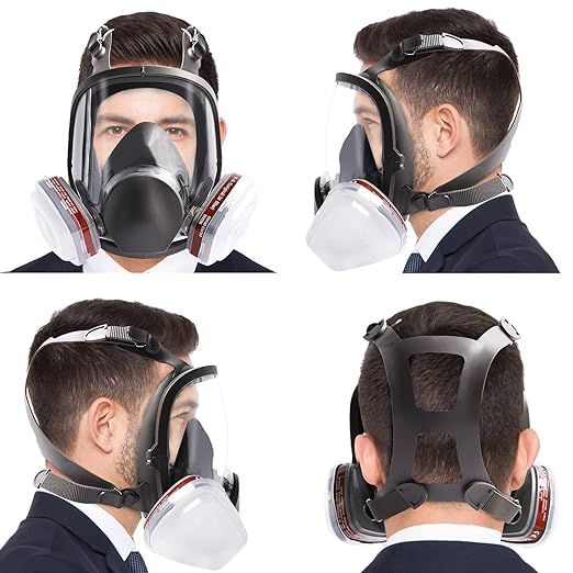 2 Sets Full Face Reusable Respirаtor Mask - Organic Gas Chemical Respirator w/Extra Filters for Paint Sprayer, Woodworking, Painting, Machine Polishing, Welding, Epoxy Resin and Other Work Protection