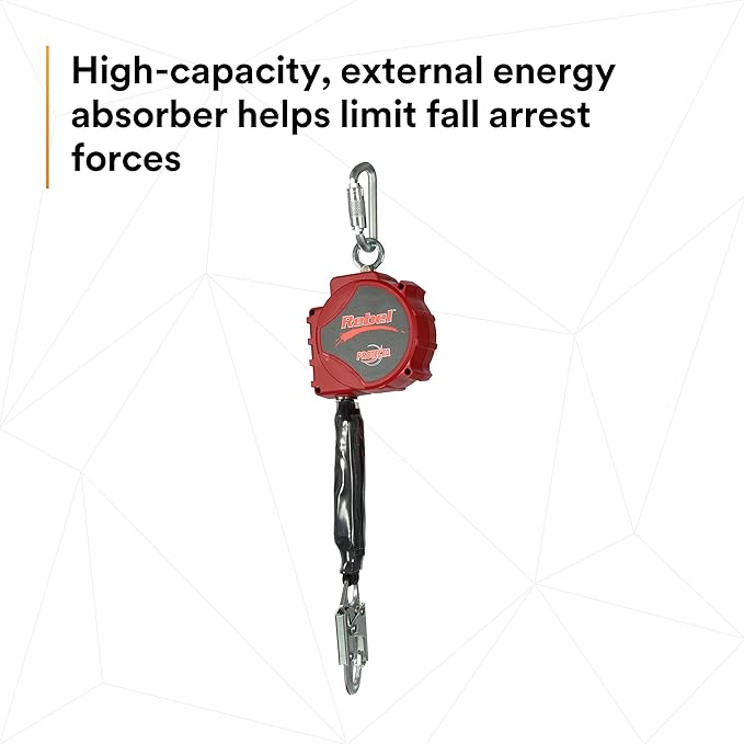 3M DBI-SALA 20' PROTECTA Rebel Single Leg Self-Retracting Polyester Web Lifeline with Steel Snap Hook, Swiveling Anchorage and Anchorage Carabiner,3100431,Red/Black