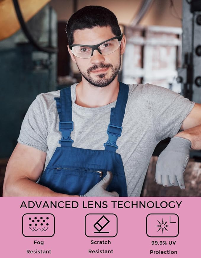 Anti-Fog Safety Glasses Clear Work Goggles Eye Protection for Shooting Sports Eyewear Scratch Resistant Lens