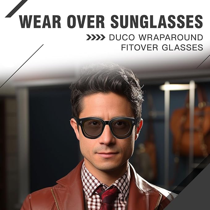 DUCO Fit Over Sunglasses for Men Women Wear Over Glasses Retro Wrap Around Polarized Sun Glasses UV400 Protection DC8981
