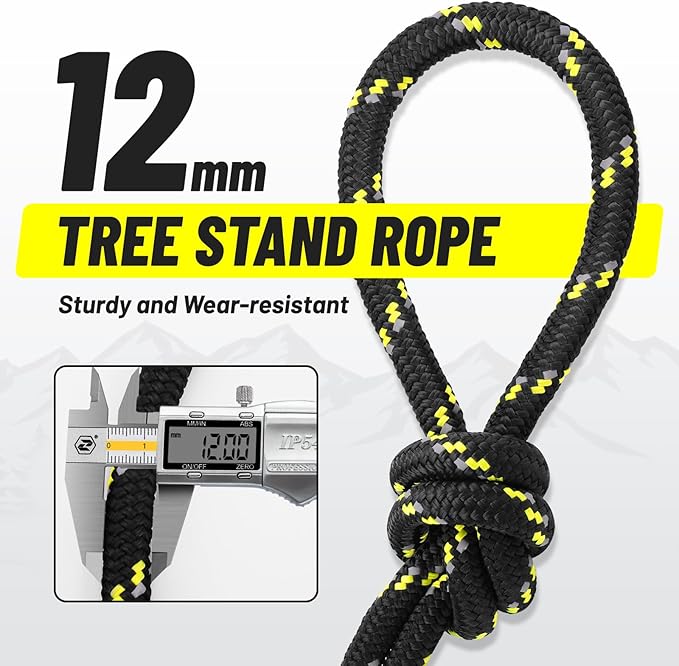 Kalkal Tree Stand Safety Rope, 30FT Reflective Lifeline Hunting Safety Harness Tree Strap For Tree-Stand Hunting
