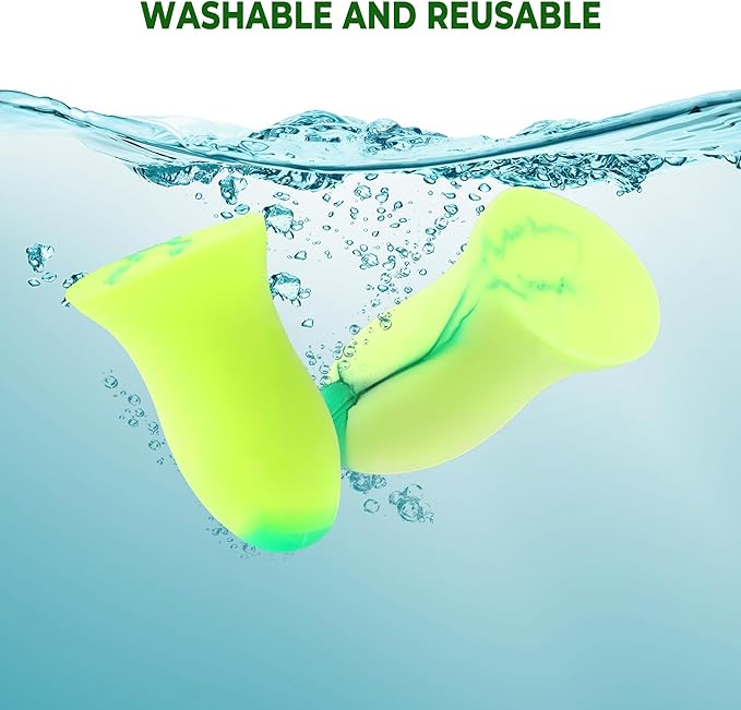 Soft Foam Earplugs,34dB Highest NRR, Individually Wrapped,Reusable,10 Pair for Sleeping, Snoring, Loud Noise, Traveling, Concerts, Studying,Work,Construction, Shooting