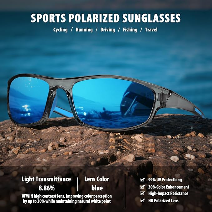 Sports Polarized Sunglasses for Men Women Wrap Around Sun Glasses Fishing Cycling Driving Running UV Protection