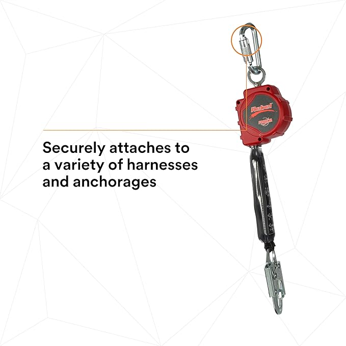 3M - 3100425 PROTECTA Rebel 11' Polyester Web Self-Retracting Lifeline, Black/Red