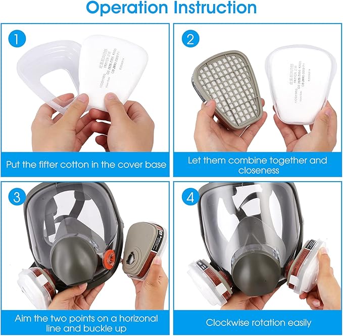 Reusable full Face Cover - 6800 full Respirаtor Face Cover,for Paint, Against Dust,Chemicals, Formaldehyde, Polishing,Staining,Car Spraying,Sanding &Cutting