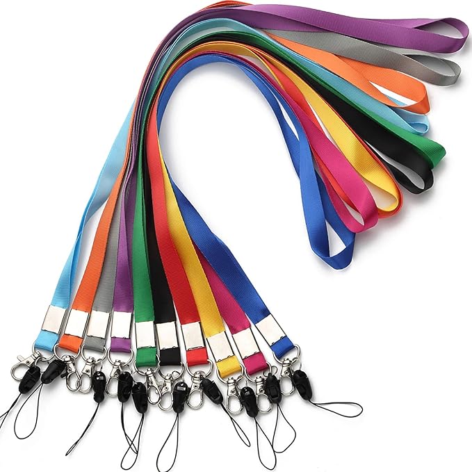 YOUOWO 10 Pcs Neck Office Lanyards For id Badges Holder,10 Colors Cruise Lanyard For Keys Kids ID Name Badge,Purple,Yellow, Orange,Blue,Black,Green,Gray,Red,Light Blue,Pink