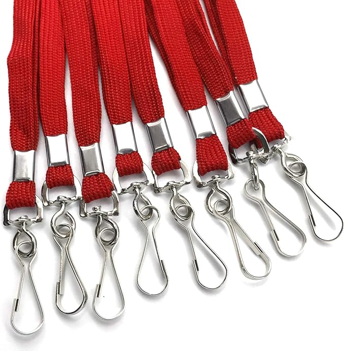 Safety Lanyards Premium Breakaway Lanyard Comfortable Neck Straps Lanyards Swivel J Hook for ID Badges (Red, 25 Pack)
