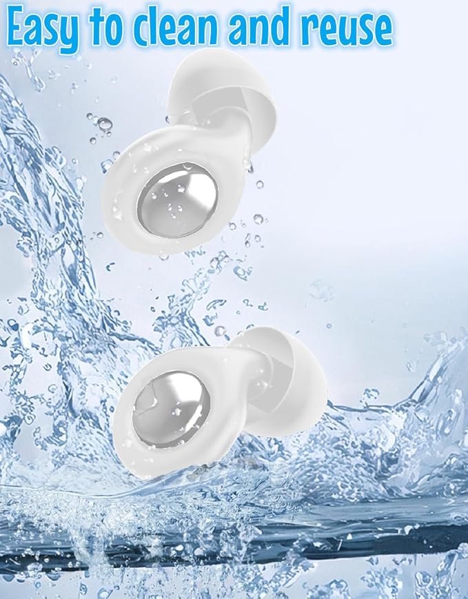 Ear Plugs for Sleeping, Reusable Soft Silicone Loop Earplugs,for Sleeping, Concert, Working, Studying, Traveling, Reduction 27dB-32db(White)