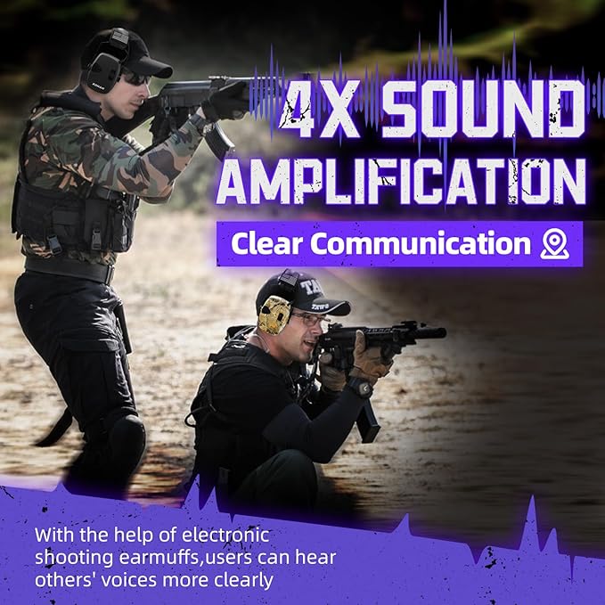 ZOHAN Electronic Shooting Earmuffs, Hearing Protection Shooters, NRR 23dB Noise Reduction Gun Range Ear Protection Headphones